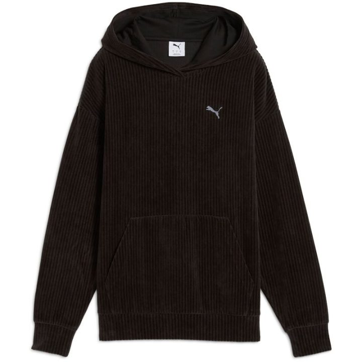 PUMA ESS ELEVATED VELOUR COMFORT RIB HOODIE (688107-01)