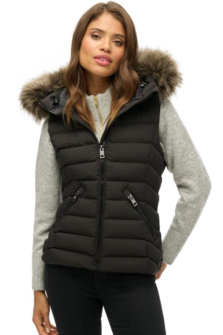 SUPERDRY FUJI FAUX FUR HD GILLET (W5011753A-02A)