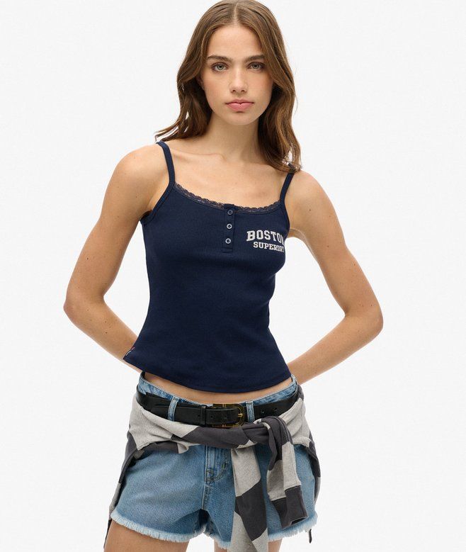 SUPERDRY ATH ESS GRAPHIC BUTTON CAMI TOP (W6012135A-ZRN)