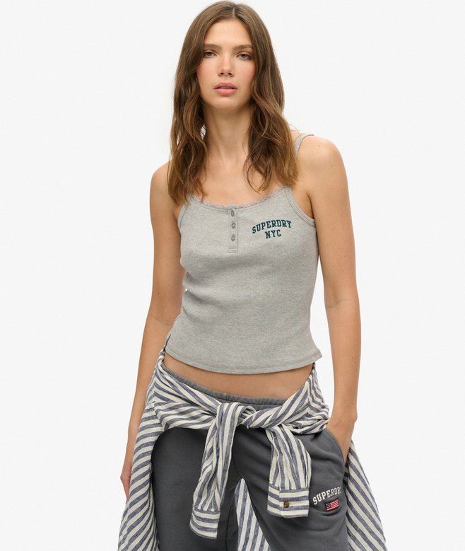 SUPERDRY ATH ESS GRAPHIC BUTTON CAMI TOP (W6012135A-C8F)