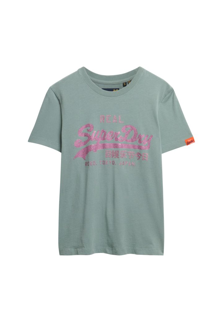 SUPERDRY VL RHINESTONE SLIM TEE (W1011626A-F2U)