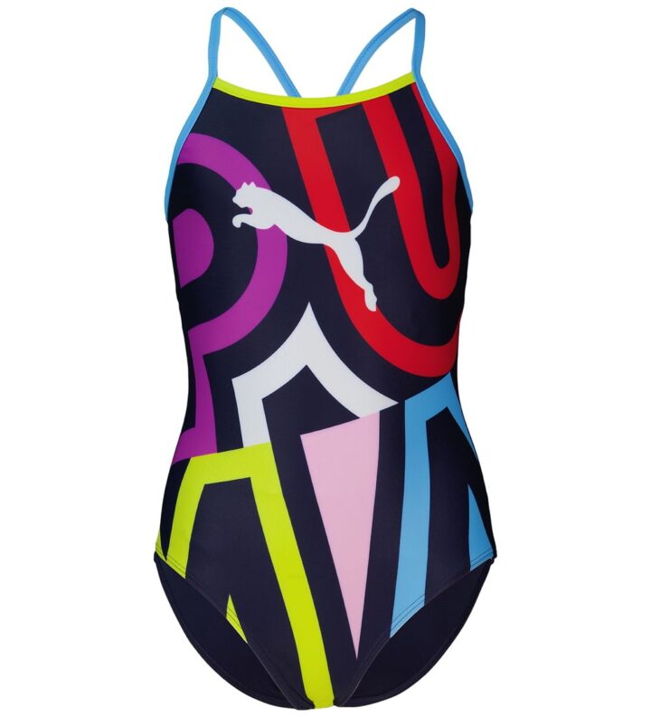 PUMA SWIM PLACED PRINT SWIMSUIT GIRLS (701237084-001)